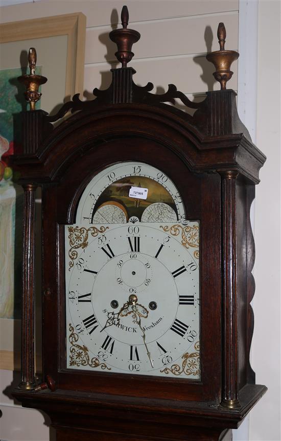 An early 19th century oak eight day longcase clock, signed S. Barwick of Wrexham